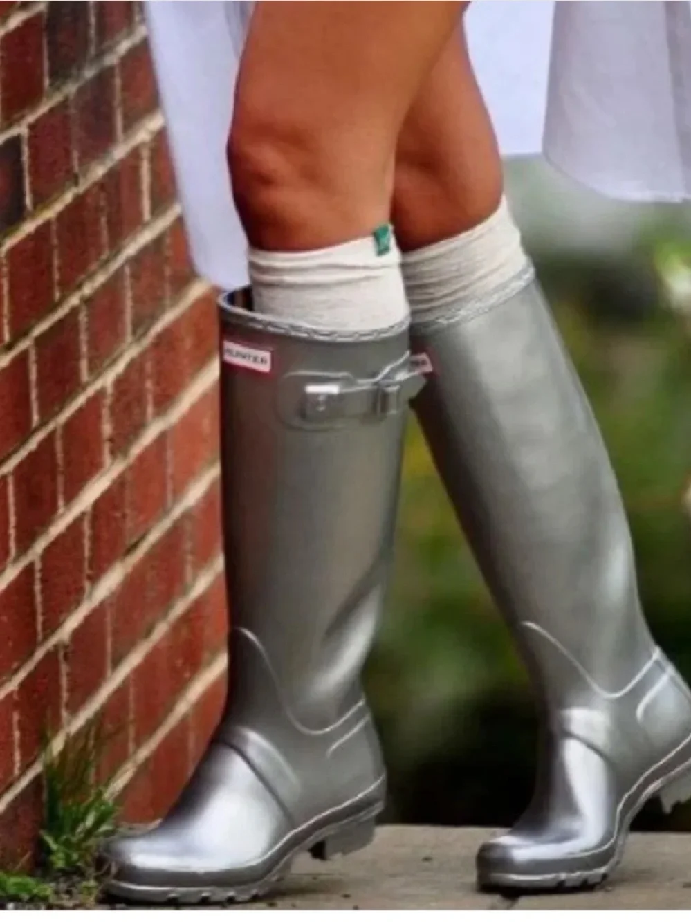 Hunter Cosmo Glittery Gray Rain Boots BEW Sz 9
